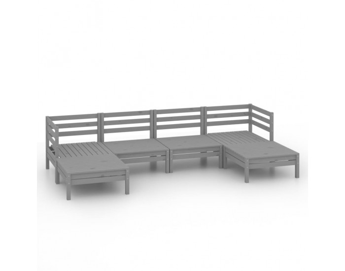 Sonata Set mobilier de grădină, 6 piese, gri, lemn masiv de pin
