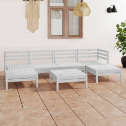 Sonata H Градински лаундж комплект, 7 части, бял, бор масив - Seturi pentru exterior