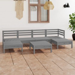 Sonata H Градински лаундж комплект, 7 части, сив, бор масив - Seturi pentru exterior