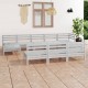 Sonata Set mobilier de grădină, 10 piese, alb, lemn masiv de pin