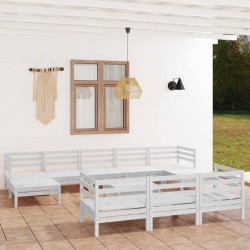 Sonata H Градински лаундж комплект, 11 части, бял, бор масив - Seturi pentru exterior