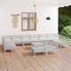 Sonata Set mobilier de grădină, 13 piese, alb, lemn masiv de pin