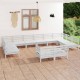 Sonata Set mobilier de grădină, 12 piese, alb, lemn masiv de pin