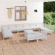 Sonata Set mobilier de grădină, 13 piese, alb, lemn masiv de pin
