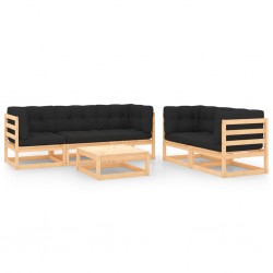 Sonata Set mobilier de grădină cu perne, 6 piese, lemn masiv de pin
