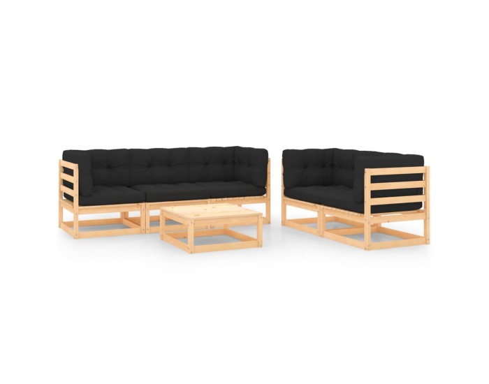 Sonata Set mobilier de grădină cu perne, 6 piese, lemn masiv de pin