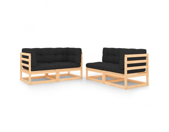 Sonata Set mobilier de grădină cu perne, 4 piese, lemn masiv de pin