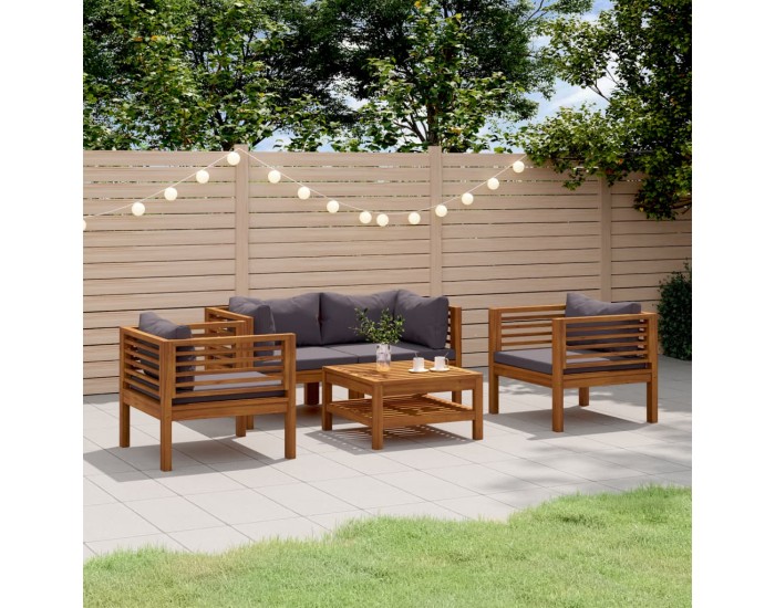 Sonata Set mobilier de grădină cu perne, 5 piese, lemn masiv acacia