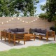 Sonata Set mobilier de grădină cu perne, 9 piese, lemn masiv de acacia