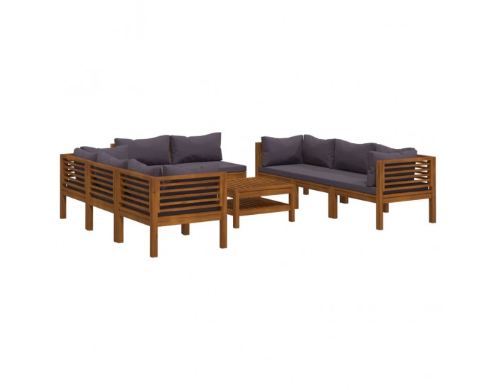 Sonata Set mobilier de grădină cu perne, 9 piese, lemn masiv de acacia