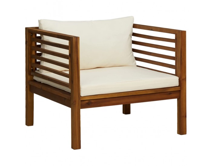 Sonata Set mobilier grădină cu perne crem, 5 piese, lemn masiv acacia