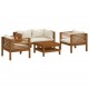 Sonata Set mobilier grădină cu perne crem, 5 piese, lemn masiv acacia