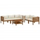Sonata Set mobilier grădină cu perne crem, 6 piese, lemn masiv acacia