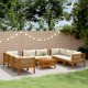 Sonata Set mobilier de grădină, perne crem, 9 piese, lemn masiv acacia