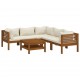 Sonata Set mobilier grădină cu perne crem, 6 piese, lemn masiv acacia