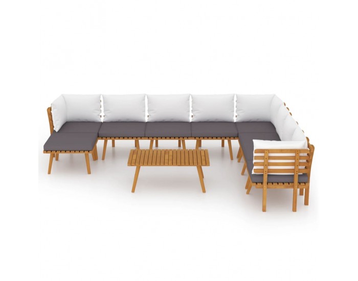 Sonata Set mobilier de grădină cu perne, 9 piese, lemn masiv de acacia
