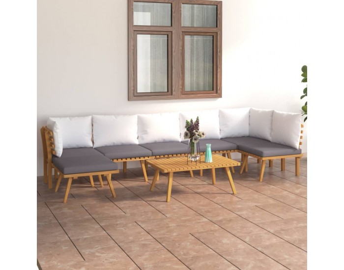 Sonata Set mobilier de grădină cu perne, 8 piese, lemn masiv acacia