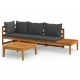 Sonata Set mobilier grădină cu perne gri închis, 3 piese, lemn acacia