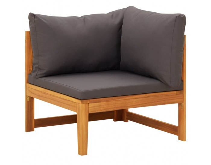 Sonata Set mobilier grădină cu perne gri închis, 3 piese, lemn acacia