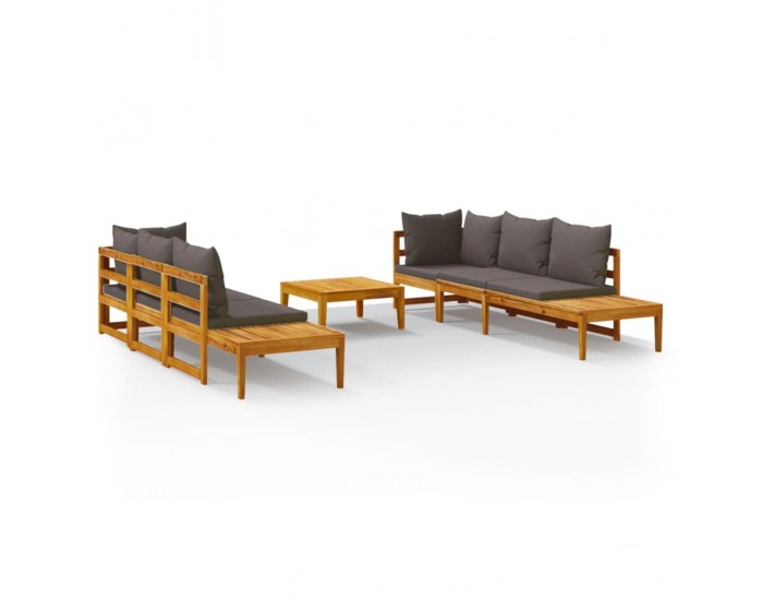 Sonata Set mobilier grădină perne gri închis, 5 piese, lemn acacia