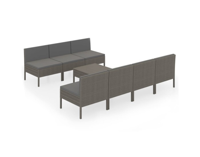 Sonata Set mobilier de grădină cu perne, 8 piese, gri, poliratan