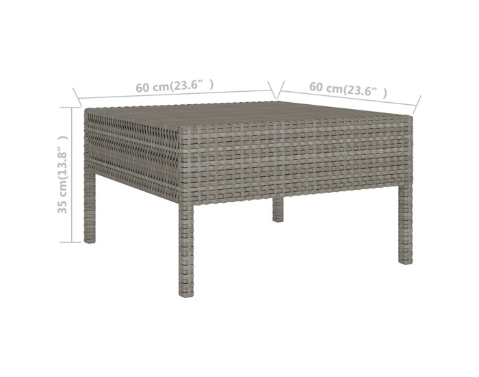 Sonata Set mobilier de grădină cu perne, 9 piese, gri, poliratan