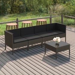 Sonata H Градински комплект с възглавници, 5 части, полиратан, сив - Seturi pentru exterior
