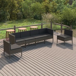 Sonata H Градински комплект с възглавници, 6 части, полиратан, сив - Seturi pentru exterior