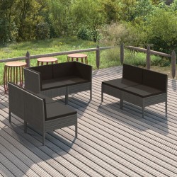 Sonata H Градински комплект с възглавници, 6 части, полиратан, сив - Seturi pentru exterior