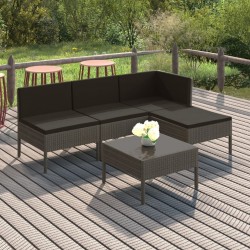 Sonata H Градински лаундж комплект с възглавници 5 части полиратан сив - Seturi pentru exterior