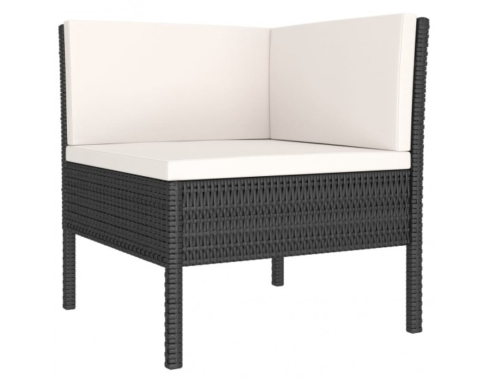 Sonata Set mobilier de grădină cu perne, 5 piese, negru, poliratan