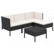 Sonata Set mobilier de grădină cu perne, 5 piese, negru, poliratan