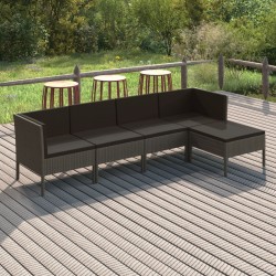 Sonata Set mobilier de grădină cu perne, 5 piese, gri, poliratan