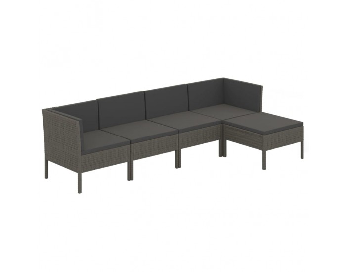 Sonata Set mobilier de grădină cu perne, 5 piese, gri, poliratan