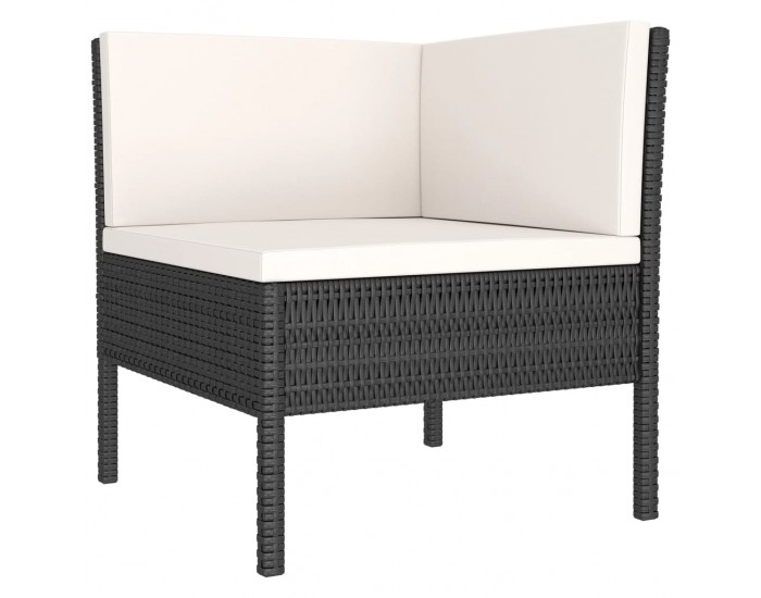 Sonata Set mobilier de grădină cu perne, 6 piese, negru, poliratan