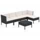 Sonata Set mobilier de grădină cu perne, 6 piese, negru, poliratan