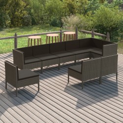 Sonata H Градински комплект с възглавници, 9 части, полиратан, сив - Seturi pentru exterior