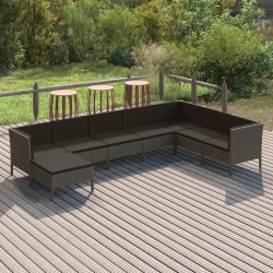Sonata H Градински лаундж комплект с възглавници 8 части полиратан сив - Seturi pentru exterior
