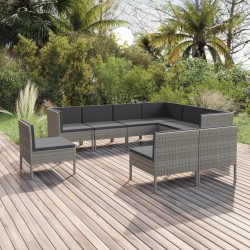 Sonata H Градински комплект с възглавници, 9 части, полиратан, сив - Seturi pentru exterior
