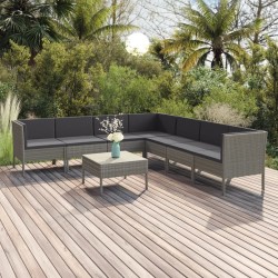 Sonata H Градински комплект с възглавници, 8 части, полиратан, сив - Seturi pentru exterior