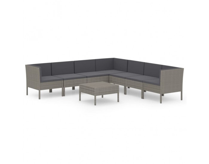 Sonata Set mobilier de grădină cu perne, 8 piese, gri, poliratan