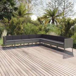 Sonata H Градински комплект с възглавници, 9 части, полиратан, сив - Seturi pentru exterior