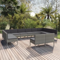 Sonata H Градински комплект с възглавници, 12 части, полиратан, сив - Seturi pentru exterior