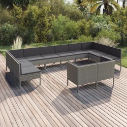 Sonata H Градински комплект с възглавници, 12 части, полиратан, сив - Seturi pentru exterior