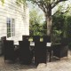 Sonata Set mobilier de grădină cu perne, 9 piese, negru, poliratan