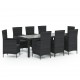 Sonata Set mobilier de grădină cu perne, 9 piese, negru, poliratan