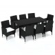 Sonata Set mobilier de grădină cu perne, 9 piese, negru, poliratan