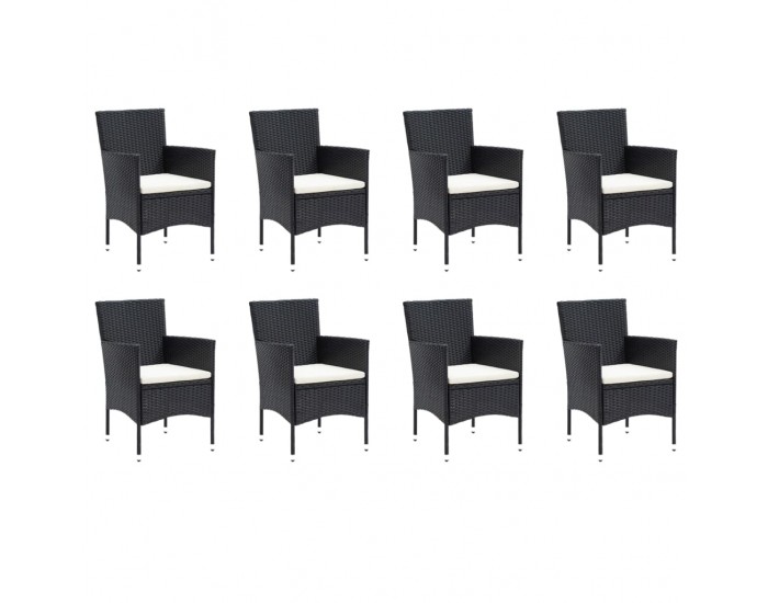 Sonata Set mobilier de grădină cu perne, 9 piese, negru, poliratan