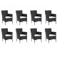Sonata Set mobilier de grădină cu perne, 9 piese, negru, poliratan
