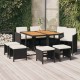 Sonata Set mobilier de grădină cu perne, 9 piese, negru, poliratan